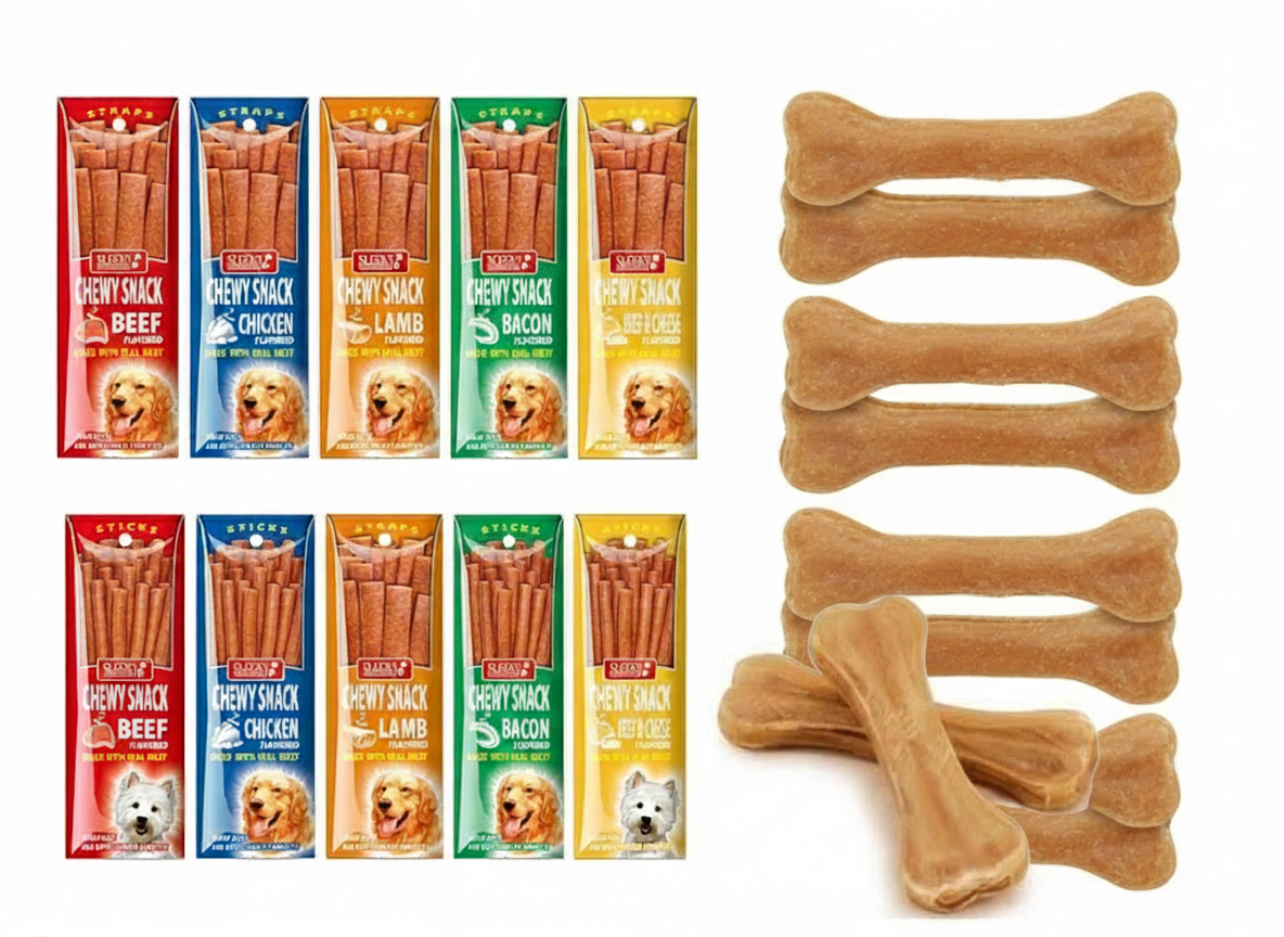 מארז 8+8 לכלב עצמות וחטיפים